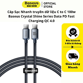 Cáp Sạc Nhanh truyền dữ liệu C to C 100w Baseus Crystal Shine Series Data PD Fast Charging QC 4.0- Hàng chính hãng