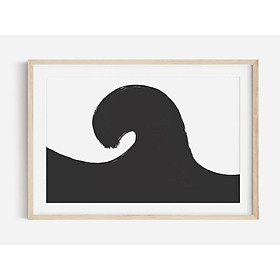 Tranh in cao cấp | Tranh nghệ thuật trừu tượng - Wave Print, Black Abstract Art Print, Horizontal Wall Art, Surf