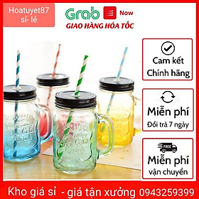 Cốc thủy tinh có nắp đậy kèm ống hút