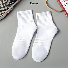 Tất vớ trơn lót xù nam nữ cổ cao, lửng GOMTAT thiết kế giữ ấm mùa đông chất liệu cotton êm chân - TATXU-COCAO-TRON - Cổ lửng - Trắng