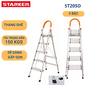 Thang ghế nhôm 5 bậc STARKEN ST205D tải trọng 150kgs- Hàng chính hãng bảo hành 18 tháng