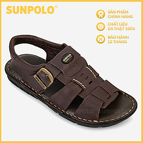 Giày Sandal Nam Da Bò SUNPOLO SDA023 Đen, Nâu