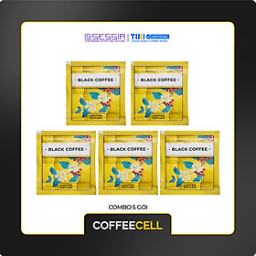 Combo 5 Gói Cà Phê Đen Premium Với Nhân Sâm Trắng Thượng Hạng COFFEECELL (5 gói x 15g) - Tăng cường hệ miễn dịch, Giải phóng tiềm năng nhà lãnh đạo - Hàng Chính Hãng