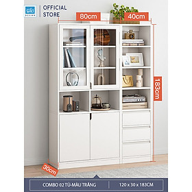 Tủ sách gỗ, tủ hồ sơ văn phòng có cửa kính đơn giản, hiện đại sib decor
