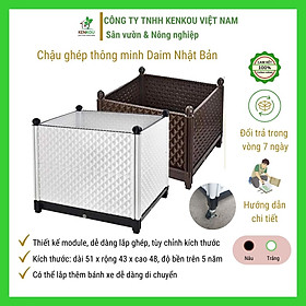 Chậu ghép trồng cây Hàng Chính Hãng DAIM Nhật Bản L51*W43*H46cm Chậu nhựa thông minh trồng rau, hoa, cây cảnh tại nhà - Nâu