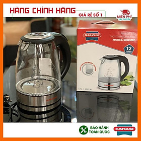 Mua ẤM SIÊU TỐC  BÌNH ĐUN SIÊU TỐC THỦY TINH SUNHOUSE SHD1217 1 8 LÍT  THÂN BÌNH LÀM BẰNG THỦY TINH TRONG SUỐT