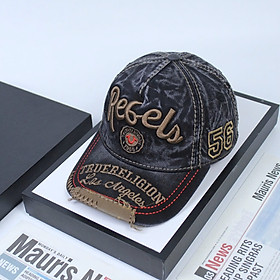 Nón nam, mũ lưỡi trai Ông Địa Rebels phối vải jeans form đẹp thời trang đường phố