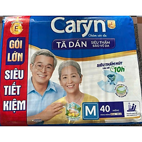 (40 Miếng) Tã Dán Người Già Siêu Thấm Caryn Size M 40 Miếng Vòng Hông 61 đến 106 Cm - Bỉm Dán Người Cao Tuổi Size M40 Caryn