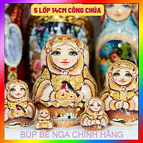 BỘ BÚP BÊ NGA MATRYOSHKA CAO CẤP 5 LỚP 14CM DÁNG TRÒN "CÔNG CHÚA MÙA ĐÔNG" CỰC ĐẸP VÀ SANG TRỌNG