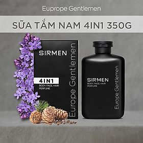 Sữa tắm gội nam 4 in 1 hương nước hoa châu Âu SIRMEN Europe Gentlemen cao cấp 350g công nghệ EU-Nano đậm đặc gấp 2 lần