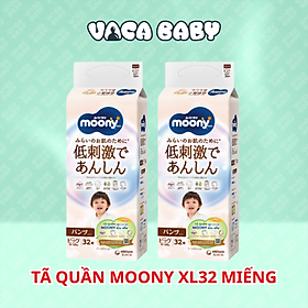 COMBO 2 Bỉm - Tã quần Moony Natural size XL 32 miếng (cho bé 12-22kg)