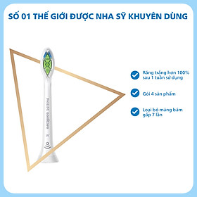 Đầu Bàn Chải Điện W2 Philips Sonicare  HX6064/67 Sạch Sâu, Trắng Răng - Bộ 4 Cái - Trắng - Hàng Chính Hãng