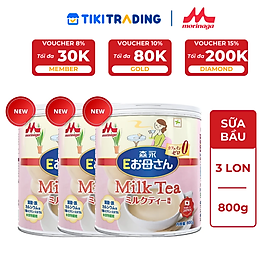Combo 3 lon Sữa Bầu Morinaga E-Okasan Hương Trà Sữa 800g