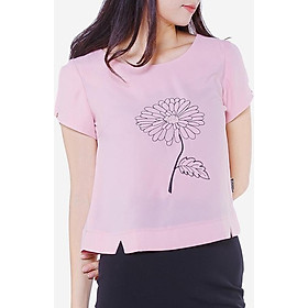 Áo kiểu phối hoa thêu màu hồng The One Fashion ADB1483HN