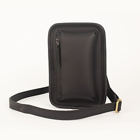 Túi đeo chéo nam da bò Bụi Leather DC113 cao cấp, bảo hành 12 tháng - đen chỉ đen