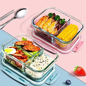 Mua  Hàng Loại 1  Hộp Cơm Giữ Nhiệt Thủy Tinh 2 Ngăn / 3 Ngăn An Toàn Vệ Sinh  Dày Dặn  Có Nắp Chống Tràn  Dùng Cho Lò Vi Sóng -  Hộp Cơm Lúa Mạch Kèm Đũa Thìa  Phù Hợp Dân Văn Phòng