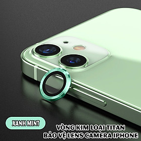 Mua Tặng hộp đựng lens cao cấp - Vòng kim loại titan bảo vệ lens camera dành cho các dòng iphone 11 / iphone 12 - Xanh mint