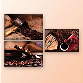 Bộ 3 Tranh Canvas Không Viền Treo Tường Quán Cà Phê Coffee And Chocolate W013