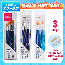 Bộ Cọ Vẽ Chuyên Nghiệp Deli - Dùng Cho Màu Nước/Bột/Sơn Acrylic -Set 4/6 Cây- 73885/73866/73867