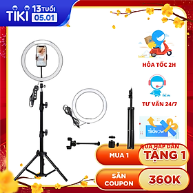 Mua Bộ chân đế tripod có đèn led 33cm 3 chế độ sáng - Hỗ trợ livestream  quay video  quay tiktok hiệu quả - Hàng chính hãng