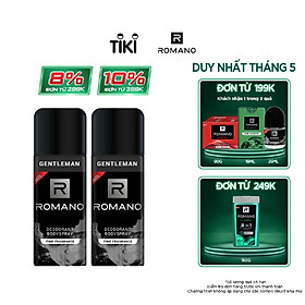 Combo 2 Xịt toàn thân Romano ngăn mồ hôi và mùi cơ thể 150ml x 2 Gentleman