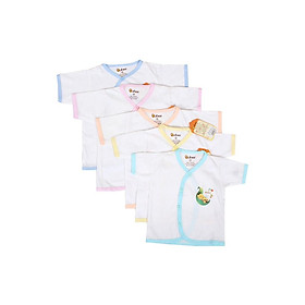 COMBO 5 Áo sơ sinh cổ tim viền màu tay ngắn 100% cotton BABIBOO - BB08