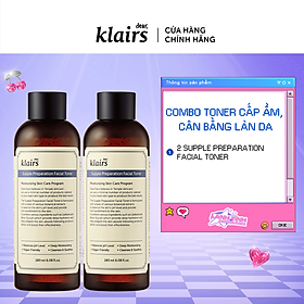 Combo 2 Nước hoa hồng Dear Klairs Supple Preparation Facial Toner 180ml/chai