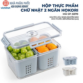 Hộp thực phẩm chữ nhật 2 ngăn Hokori 6570 - Hàng chính hãng nhựa Việt Nhật