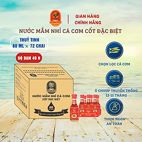 Nước mắm nhỉ cá cơm Hương Phú 40 độ đạm 60ml -Thùng 72 chai, cốt đặc biệt - Hàng Chính Hãng