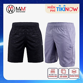 Combo 2 quần đùi nam, quần Short Gió nam thể thao Họa Tiết Rằn Ri trẻ trung năng động, thoáng mát co giãn 4 chiều MRM Manlywear - Đen Rằn Ri & Ghi Rằn Ri - XL