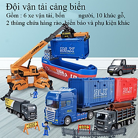 Bộ đồ chơi mô hình vận tải cảng biển KAVY-31 mô tả tháo dỡ vận chuyển hàng hoá với nhiều loại xe chuyên dụng