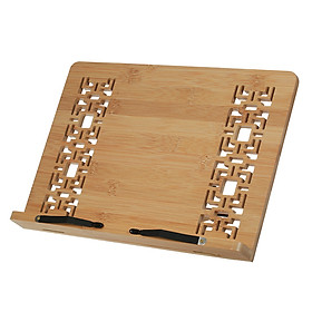 Foldable Bamboo Book Stand Adjustable 4 Angles Retro Hollow Design Book Holder Desk Reading Bookstand Rest Stand Frame