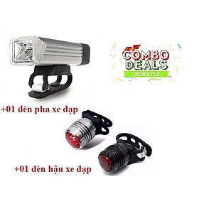 Mua Đèn pha siêu sáng cho xe đạp Tặng Đèn hậu móc đa năng