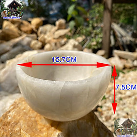 Bát đá thạch anh trắng tự nhiên phong thủy giúp khử tia ác xạ nặng 840gr-12cm B52