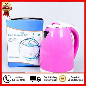 ấm siêu tốc màu 2 lớp 1,8l chống nóng mini, ấm đun nấu nước pha trà điện