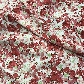 Vải cát Hàn dày vừa co giãn nhẹ 2 chiều họa tiết hoa nhí đỏ hồng