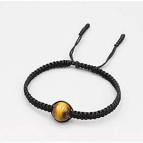 Vòng Tay Thắt Dây Thủ Công Phối Đá Mắt Hổ Vàng Đen Tự Nhiên (Iron Tiger Eye) 10mm