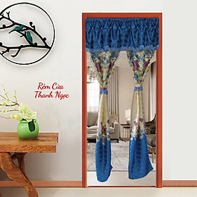 Mua Rèm Cửa Thanh Ngọc Vải Phi Bóng Màu Xanh Dương Ngang 1m x cao 2m