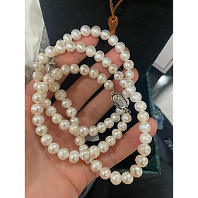 Bộ Chuỗi Đeo Cổ, Vòng Tay Và Hoa Tai Ngọc Trai Nước Ngọt 8ly Sang Trọng Có Vân Sinh Trưởng Ít Tì Tặng Kèm Hộp Đựng - Trường Thịnh Ngọc Trai