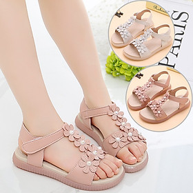 Dép sandal bé gái da mềm, êm chân, phong cách Hàn Quốc AE7, size to 30-37, hàng cao cấp