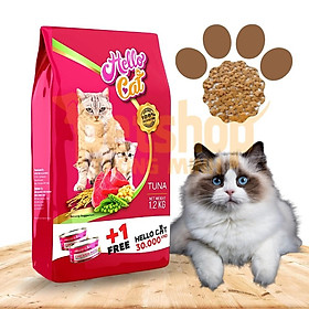 Thức Ăn Cho Mèo Mọi Lứa Tuổi Vị Cá Ngừ Hello Cat Tuna 1,2KG TẶNG Lon Pate Mùi Ngẫu Nhiên 190G