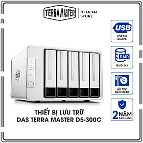 Thiết bị lưu trữ TerraMaster D5-300 USB-C 3.0 Super Speed - 5 khay ổ cứng Hàng chính hãng