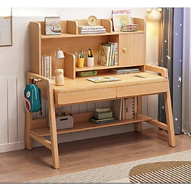 Mua Bàn học sinh  bàn học trẻ em bằng gỗ dài 1 2m có giá để sách  ngăn kéo  móc treo cặp cạnh bàn. Mẫu mới 2022 chân hình thang chắc chắn