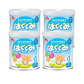 Combo 4 hộp Sữa Morinaga Số 1 - Hagukumi (320g) mới  bổ sung ARA - Tặng túi đeo chéo