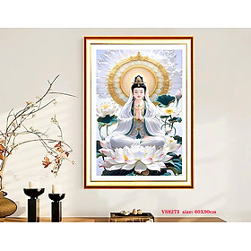 Mua Tranh thêu kín chữ thập Phật quan âm vs8273  kích thước 60 x 90 cm