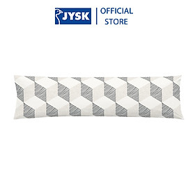 Vỏ gối ôm | JYSK Scandi | cotton sateen trắng hoạ tiết xám | 18x80 cm