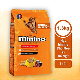 Thức ăn cho mèo con & mèo trưởng thành Minino Tuna Flavored vị cá ngừ gói 1.3kg