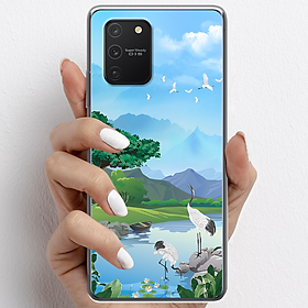 Ốp lưng cho Samsung Galaxy S10 Lite nhựa TPU mẫu Núi và chim hạc