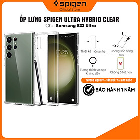 Ốp lưng Spigen Ultra Hybrid cho Samsung Galaxy S23 Ultra - Thiết kế trong suốt, chống sốc, chống ố, chống bẩn, viền camera cao - Hàng chính hãng