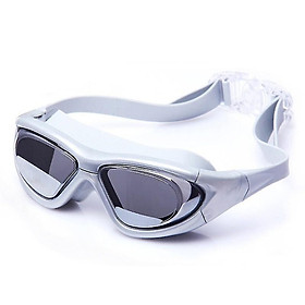 Kính lặn trưởng thành, ống kính chống lông trang, thiết bị bơi với dây đeo silicon đàn hồi, màu trắng bạc, 165 mm